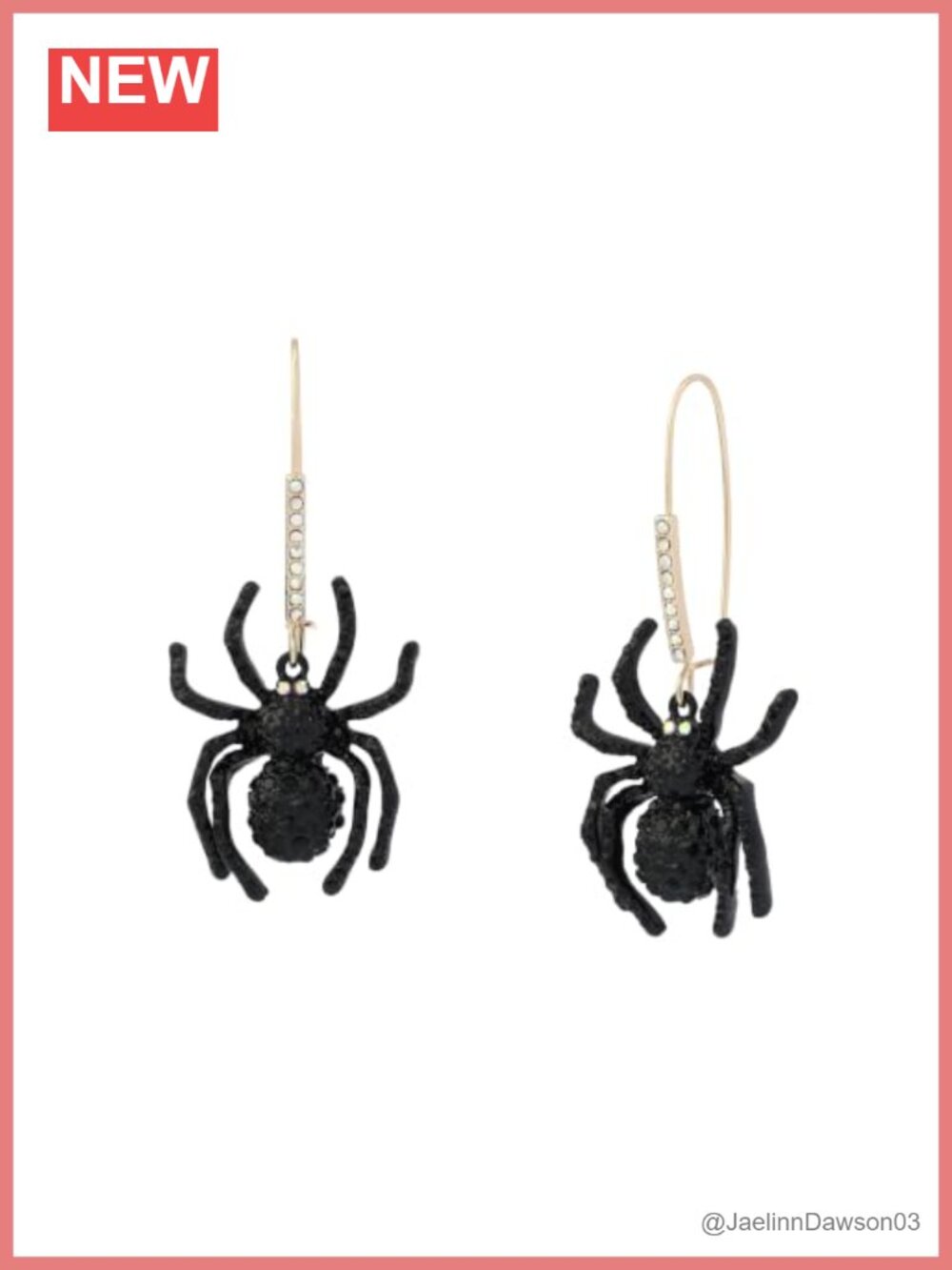Betsey Johnson Halloween Spider Dangle Earrings 2.4" Drop Long Ear Wire